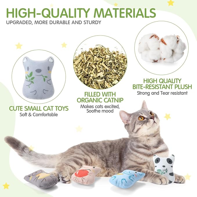 Gejoy 20 Pieces Catnip Toys for Indoor Cat Plush Kitten Cat Chew Toys Catnip - Image 3