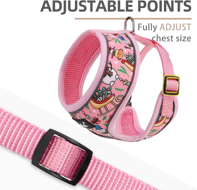 PUPTECK Soft Mesh Christmas Dog Harness and Leash Set Pet Puppy Cat Comfort - Image 3