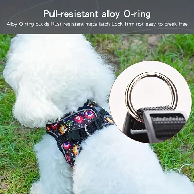 Step in Dog Harness No Pull Flower Adjustable Soft Mesh Padded Reflective Pet - Image 6