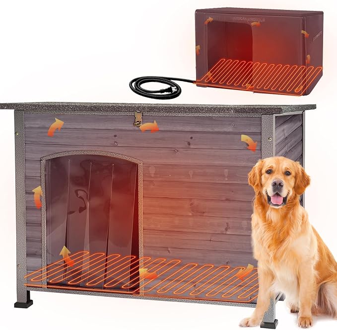 Aivituvin Dog House with Insulated Liner, Heated Outdoor Indoor Weatherproof by Aivituvin