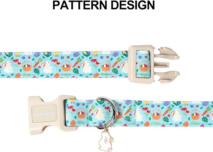 Lionet Paws Easter Dog Collar- Cute White Easter Bunny Blue Dog Collars - Image 4