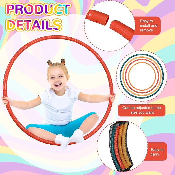Sratte 8 Pcs Color Hoop Detachable Adjustable Exercise Ring Plastic Hoop - Image 2