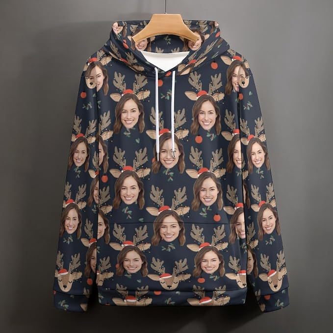 Artsadd Custom Face Unisex athletic Pockets Sweatshirt Loose Hoodie Custom - Image 5