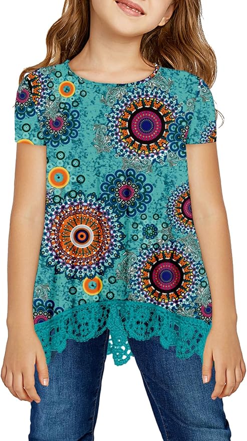 storeofbaby Girls Casual Tunic Tops Short Sleeve Loose Soft Blouse T-Shirt by storeofbaby