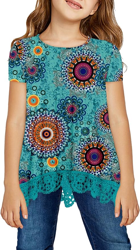 storeofbaby Girls Casual Tunic Tops Short Sleeve Loose Soft Blouse T-Shirt by storeofbaby