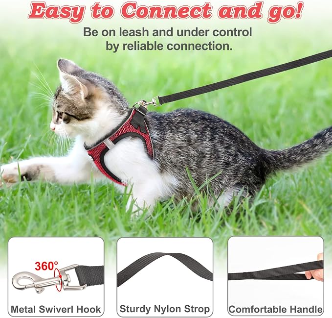 Cat Harness and Leash for Walking Escape Proof, Adjustable Kitten Vest Harness - Image 4