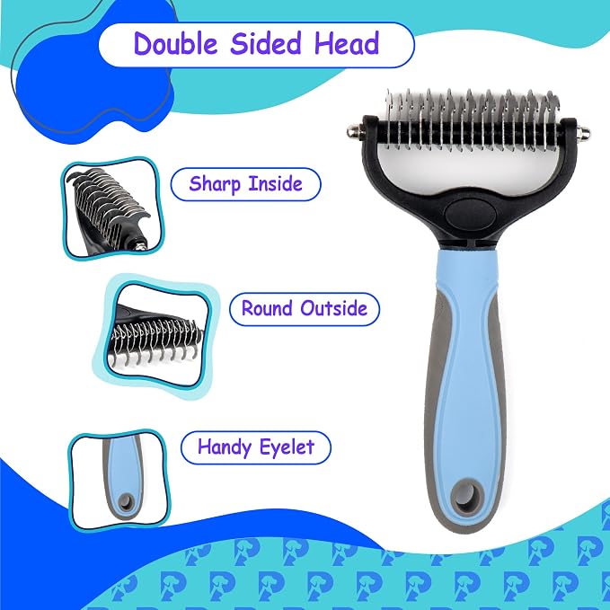 Double-Sided Pet Grooming Tool Undercoat Rake - Image 2