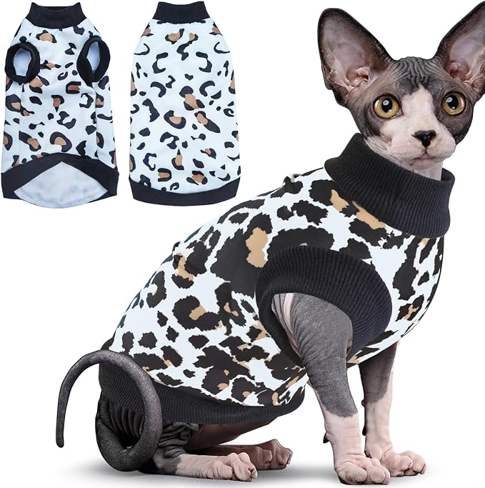 Idepet Cat Clothes Kitten Sweater Soft Kitten Shirt Cute Leopard Print Kitty by Idepet