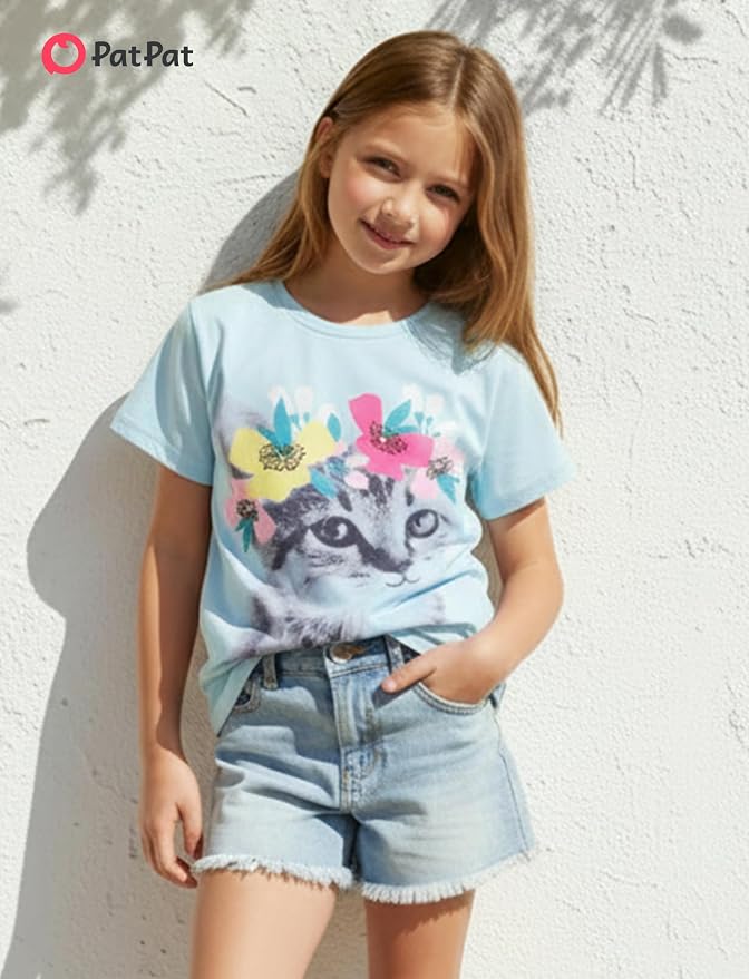 PATPAT Girls Crewneck Short Sleeve Graphic Tees Animal Print Shirts Cute Summer - Image 2