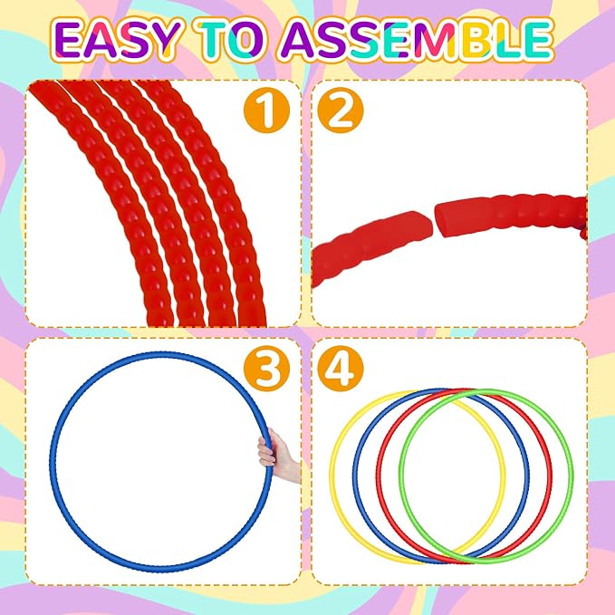 Sratte 8 Pcs Color Hoop Detachable Adjustable Exercise Ring Plastic Hoop - Image 3