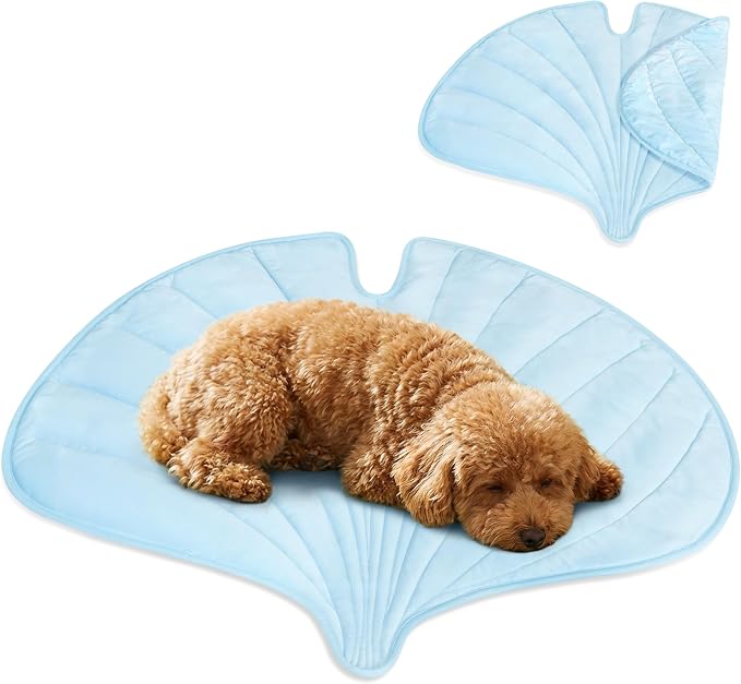 PetAmi Dog Cooling Mat, Ginkgo Leaf Shape, Reversible Cooling Nylon Blanket by PetAmi