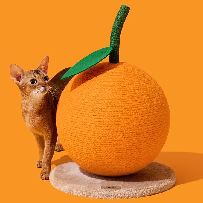 VETRESKA Orange Cat Scratching Post, Cute Cat Scratcher - Image 9