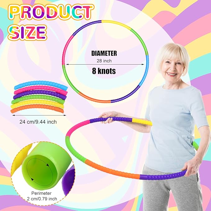 Sratte 12 Pcs Toy Hoop for Kid Detachable Adjustable Toy Hoop Colored Hoop - Image 2
