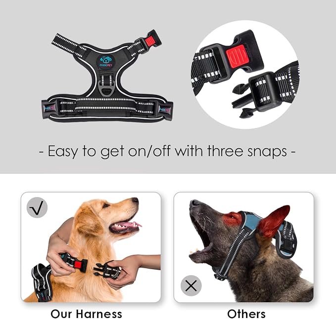 PHOEPET No Pull Dog Harnesses for Small Dogs Reflective Adjustable Front Clip - Image 3