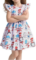 Baby Girls Spring Summer Cat in The Hat Dress Girls Flutter Sleeve Boutique by Unknown
