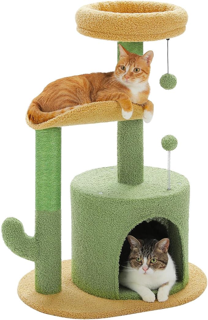 PAWZ Road Cactus Cat Tree Small Cat Tower 32” Cat Scratching Post by PAWZRoad