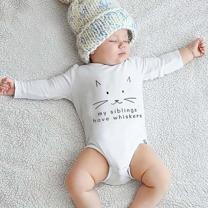 My Siblings Have Paws Bodysuit Baby Paws Romper Cat Whiskers Bodysuit Cute Baby - Image 4