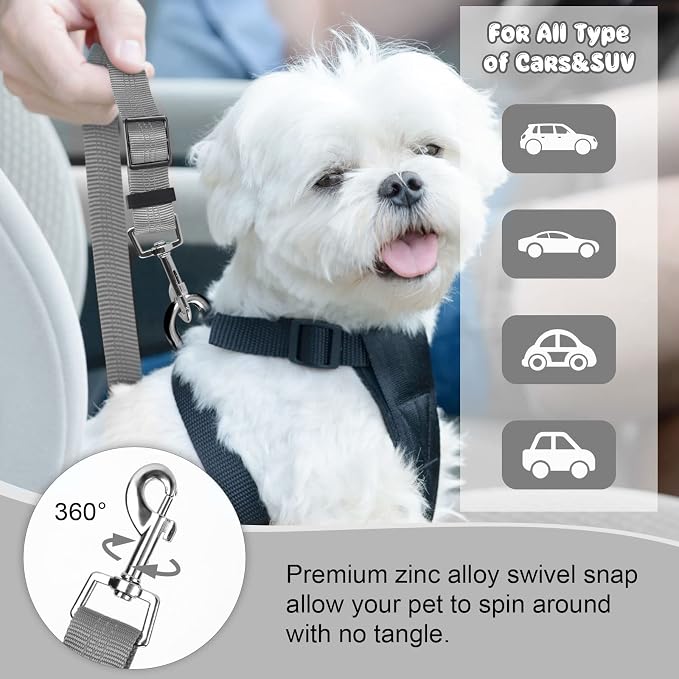 BWOGUE 2 Packs Dog Cat Safety Seat Belt Strap Car Headrest Restraint Adjustable - Image 4