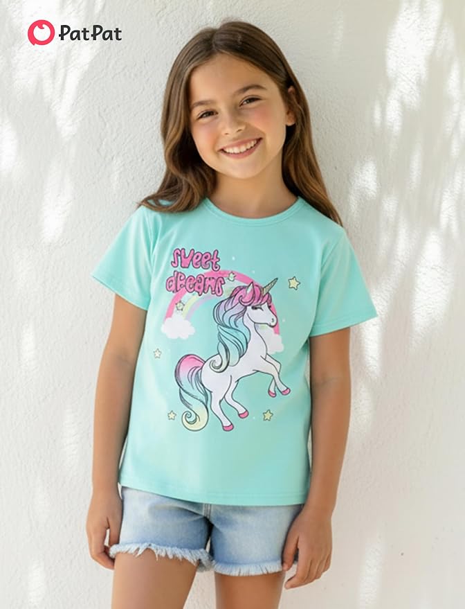 PATPAT Girls Crewneck Short Sleeve Graphic Tees Animal Print Shirts Cute Summer - Image 5