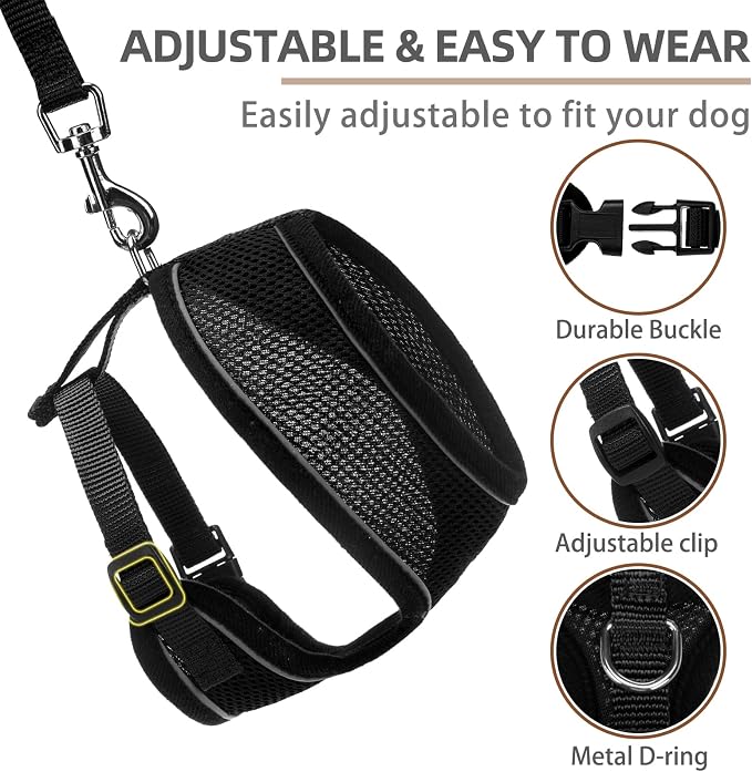 PUPTECK Soft Mesh Dog Harness and Leash Set Pet Puppy Cat Comfort Padded Vest - Image 3
