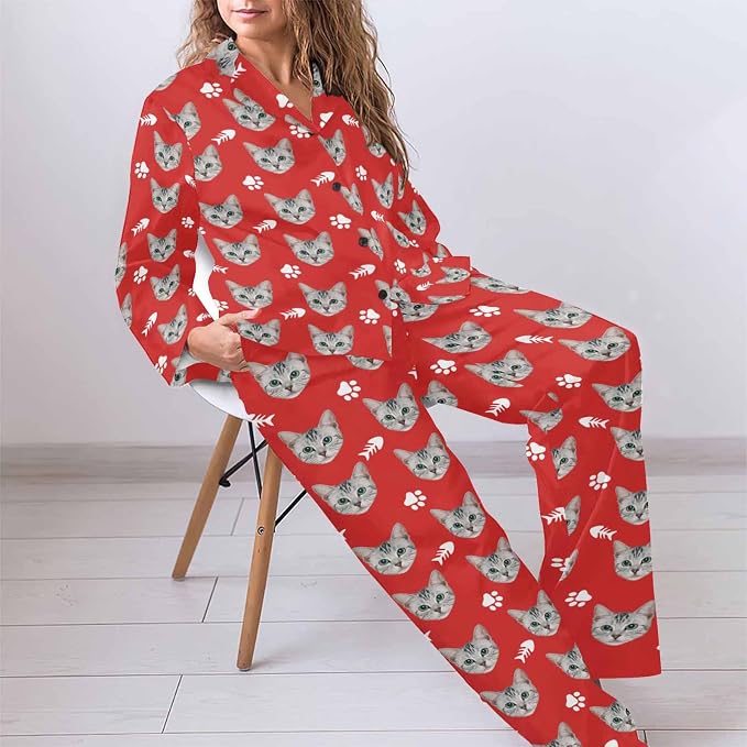 MyPupSocks Custom Face Pajamas for Women Set, Personalized Photo Long Sleepwear - Image 5