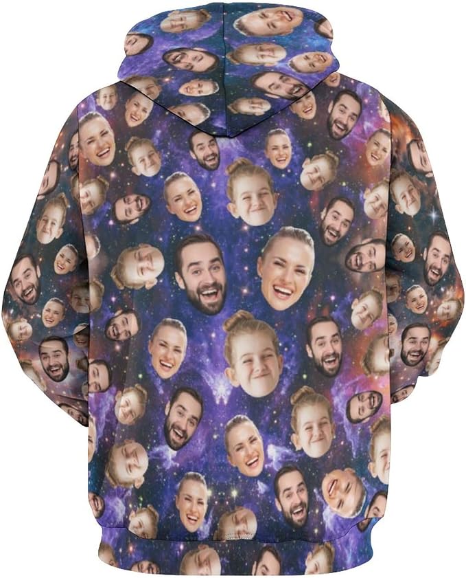 Artsadd Custom Face Unisex athletic Pockets Sweatshirt Loose Hoodie Custom - Image 4