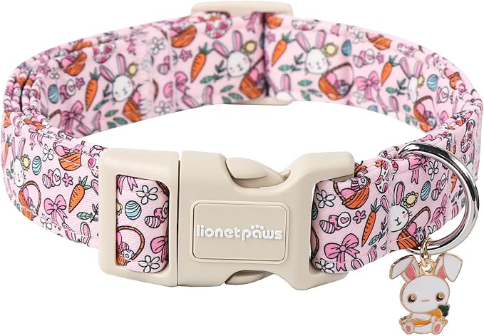 Lionet Paws Cute Pink Rabbit Eggs Dog Collar by lionetpaws