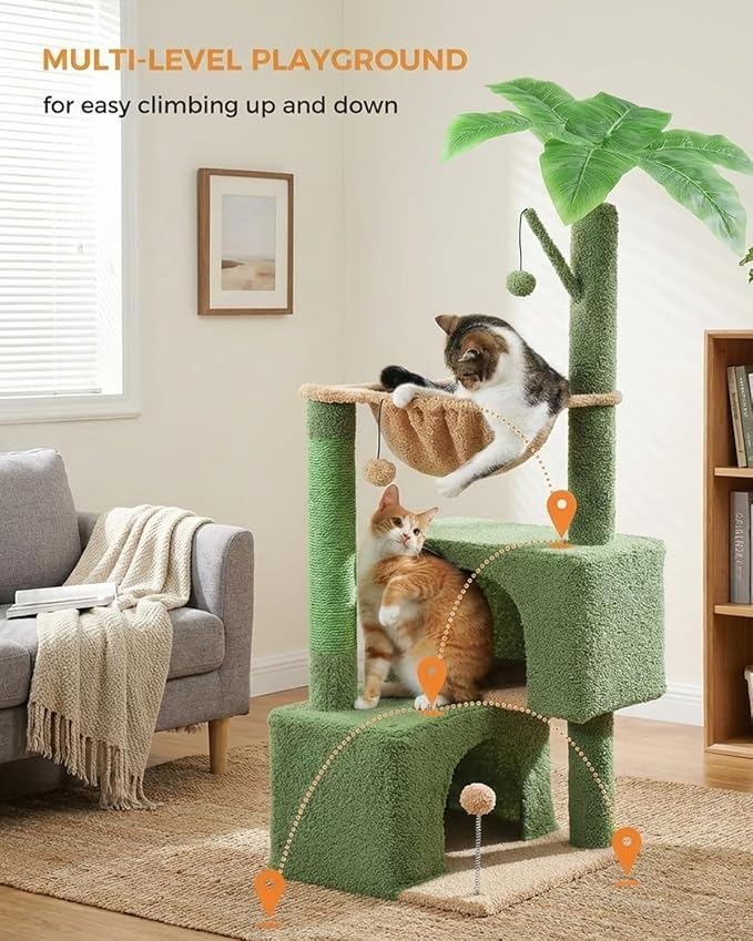 45-Inch Green Cat Tree with 2 Condos - Image 3