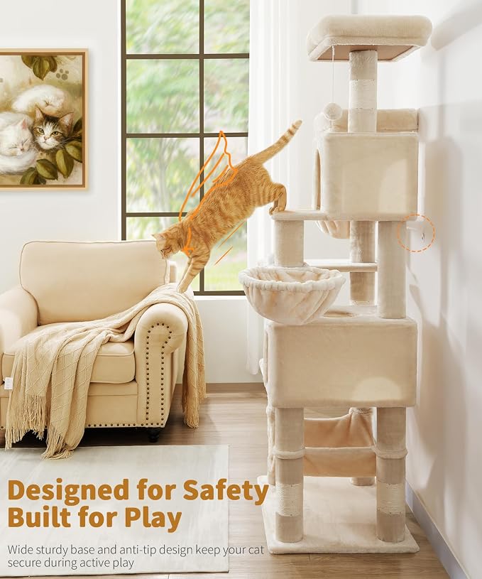 AMHANCIBLE Tall Cat Tree, 70 Inch Cat Tower - Image 5