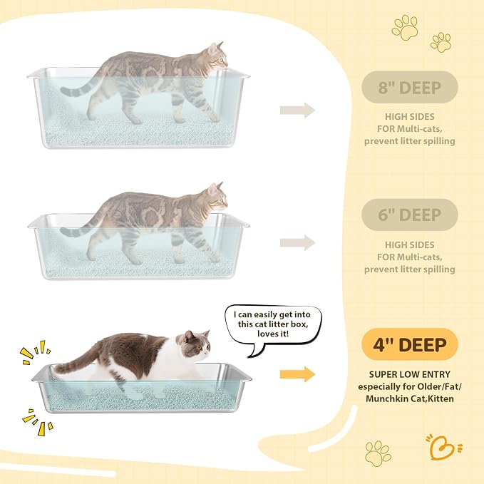 LIHONG Stainless Steel Cat Litter Box, Large Metal Litter Box - Image 10