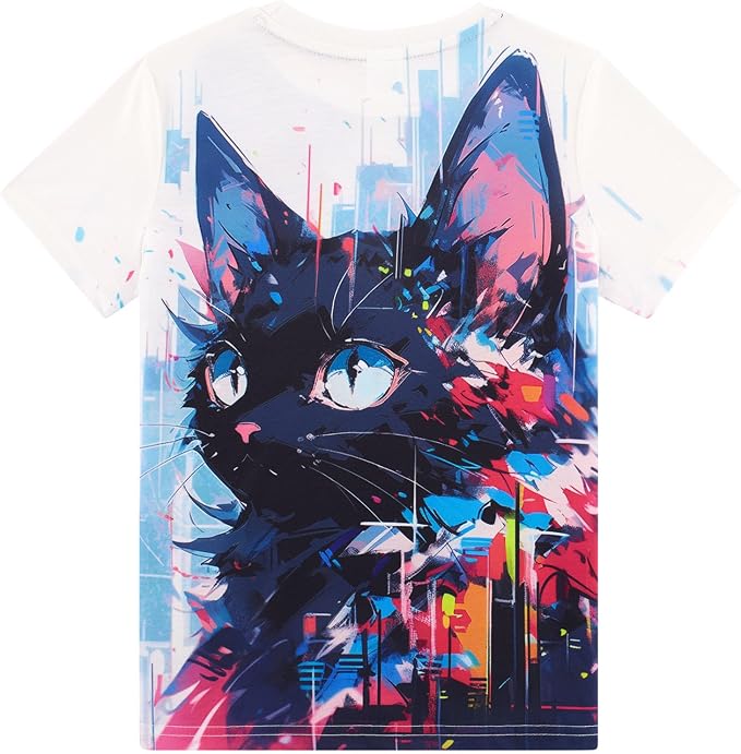Funnycokid Girls Shirts Cat T Shirt Size 5-12 Clothes - Image 4