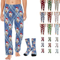 Artsadd Personalized Christmas Pajama Pants Socks by Artsadd