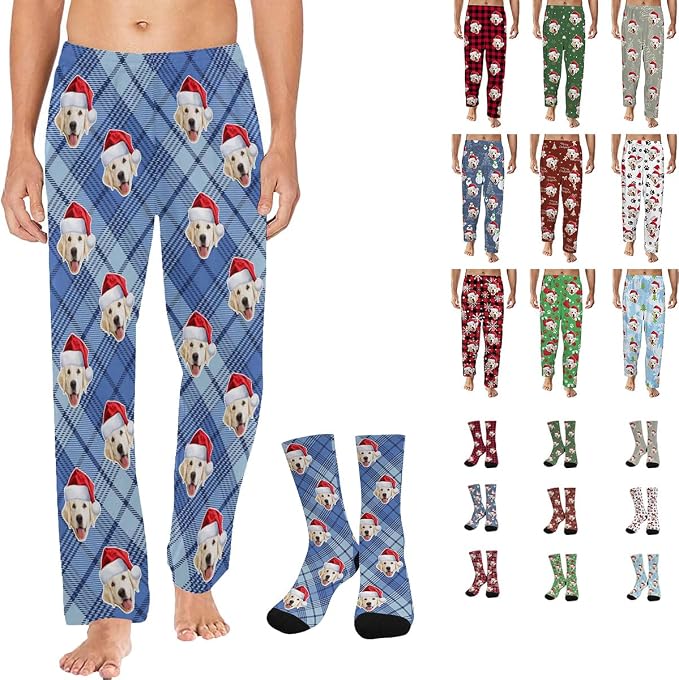 Artsadd Personalized Christmas Pajama Pants Socks by Artsadd