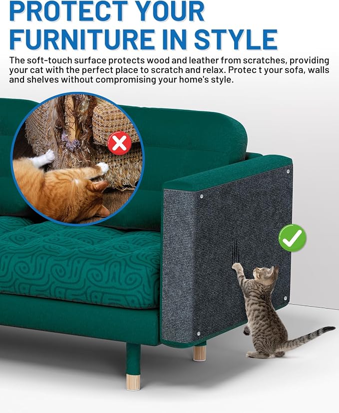 Cat Scratch Couch Furniture Protector, 78.7in x 15.8in Self-Adhesive Cat - Image 2
