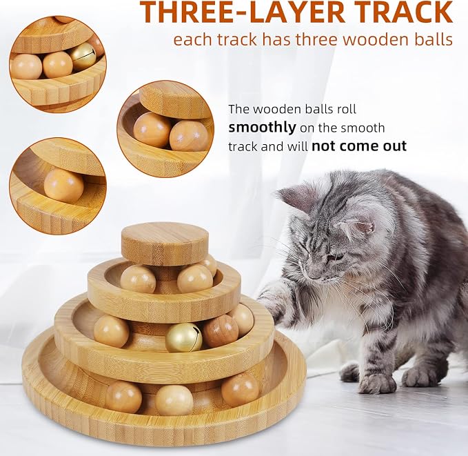 Cat Ball Track Toy, Kitty Toys Roller, 3-Level Ball Tower - Image 2