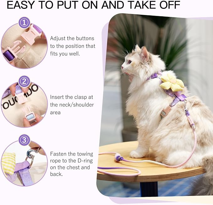 Rainbow Sunflower Cat Harness Set - Image 5