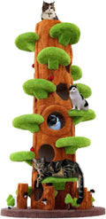 Magic Forest Cat Tree Tower, 90 inches Tall, Real Solid Wood Cat Tree by xiamiao