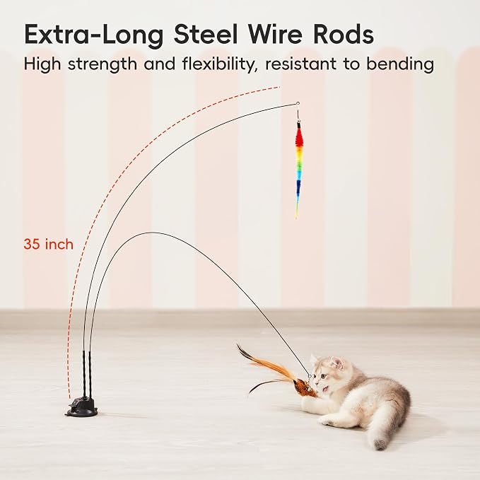 Potaroma Suction Cup Cat Wand Toys, Dual-Wand Interactive Kitten Toy - Image 4