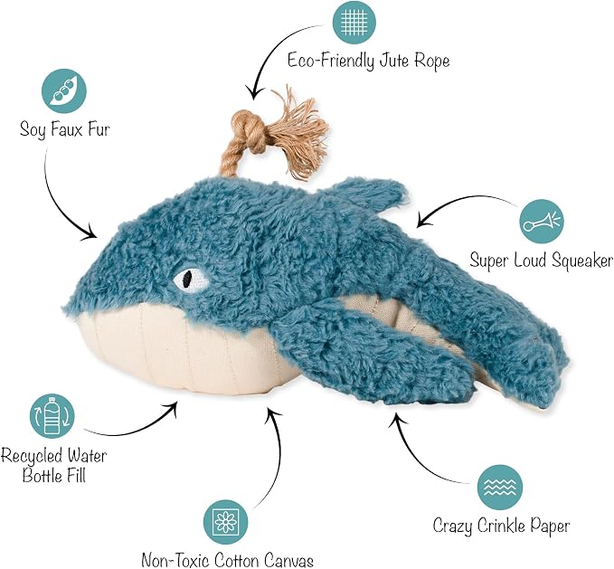Fringe Studio OH Whale 3D Earth Friendly Cotton Canvas Dog Toy, PetShop - Image 2