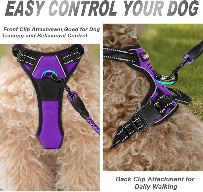 BARKBAY No Pull Dog Harness Front Clip Heavy Duty Reflective Easy Control Handle - Image 2