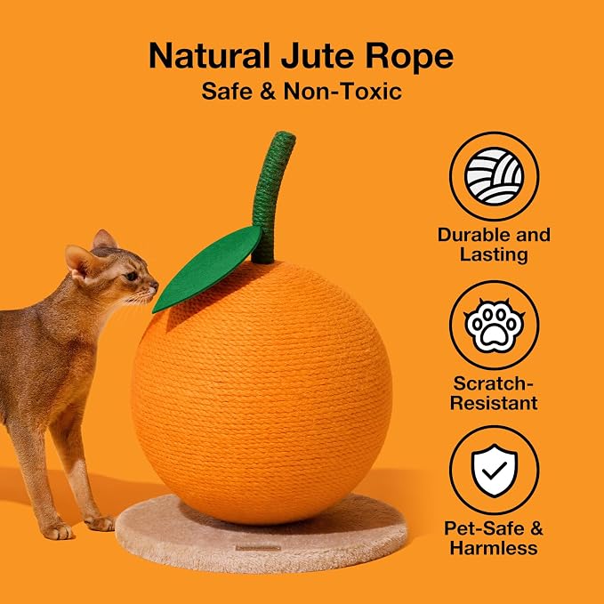 VETRESKA Orange Cat Scratching Post, Cute Cat Scratcher - Image 2
