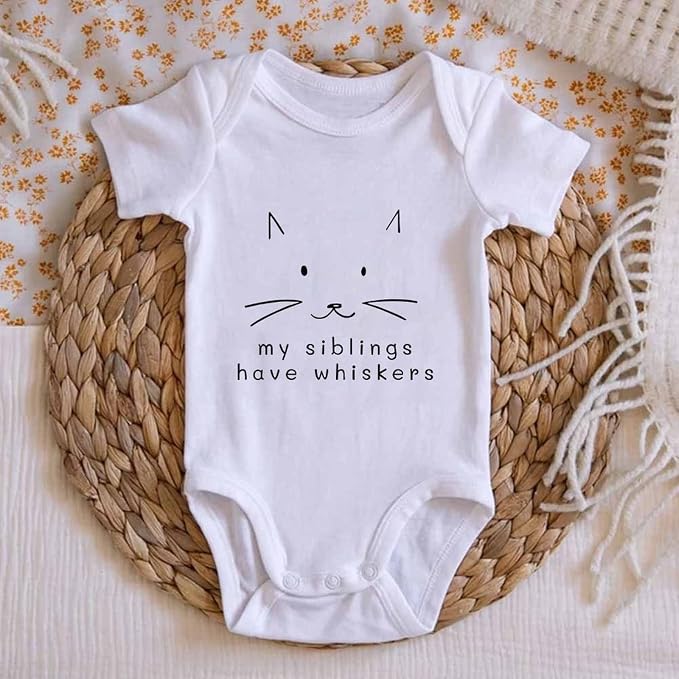 My Siblings Have Paws Bodysuit Baby Paws Romper Cat Whiskers Bodysuit Cute Baby - Image 4