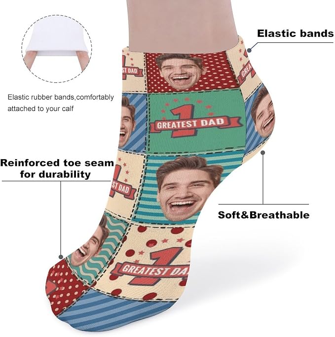 Personalized Ankle Socks with Face Custom Photo Socks Low Cut Ankle Socks - Image 2