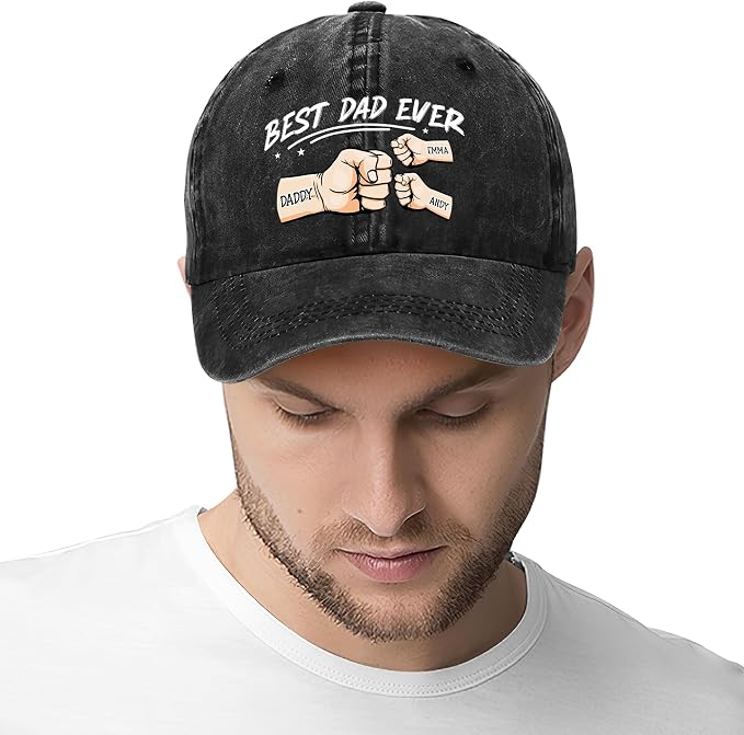 Personalized Vintage Washed Denim Dad Hat, Custom Baseball Cap - Image 4