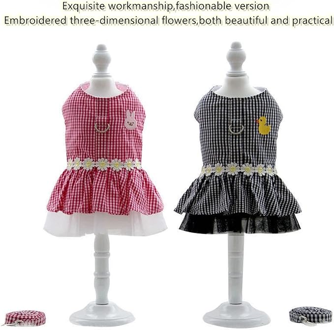 Small Dog Dress with Leash Set Adjustable Dog Harness Dress with D Ring - Image 8