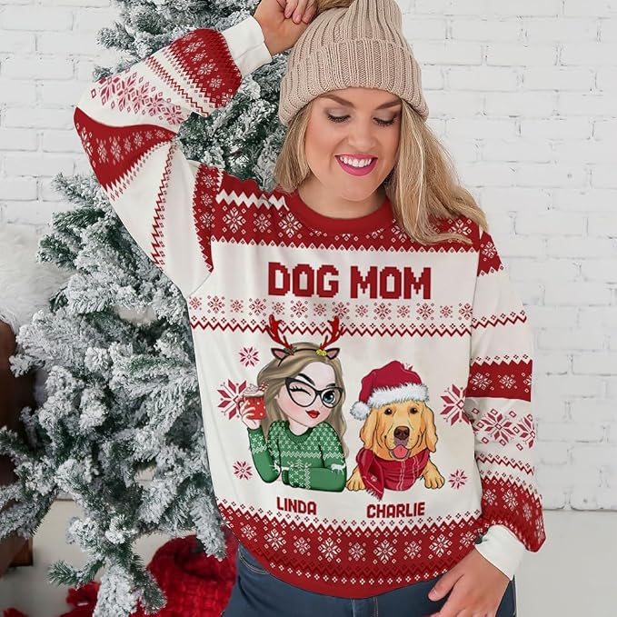 Wrappiness A Girl And Her Dog Christmas Sweatshirt - Image 2