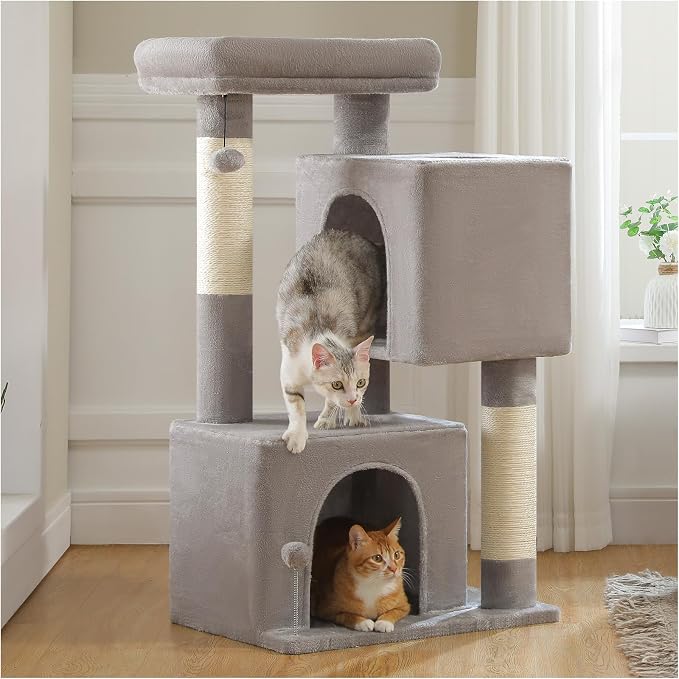 XL Cat Tower 44" Cat Tree for Large Cats 20 lbs+, 2 Spacious Condos by UYMI