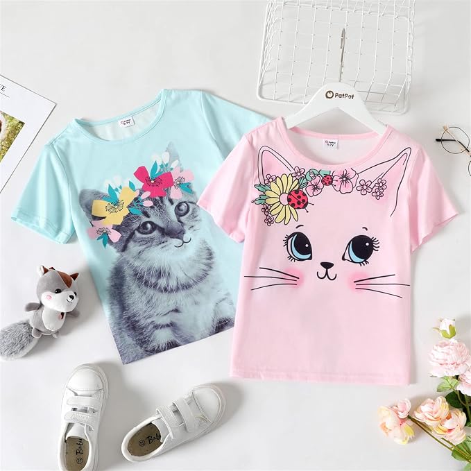 PATPAT Girls Crewneck Short Sleeve Graphic Tees Animal Print Shirts Cute Summer - Image 7