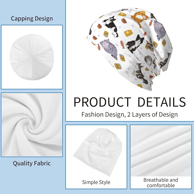 Beanie Skull Cap for Women&Men, Stretchy Soft Double-Layer Print Beanies - Image 3