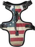 Vintage American Flag Dog/Cat Harness, Reflective No-Pull Pet Harness by KEEPREAL